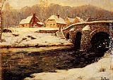 Fritz Thaulow A Stone Bridge Over A Stream In Winter painting